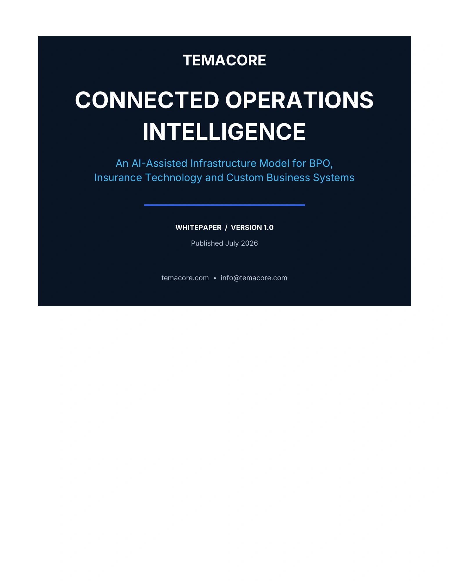 Temacore Connected Operations Intelligence whitepaper cover